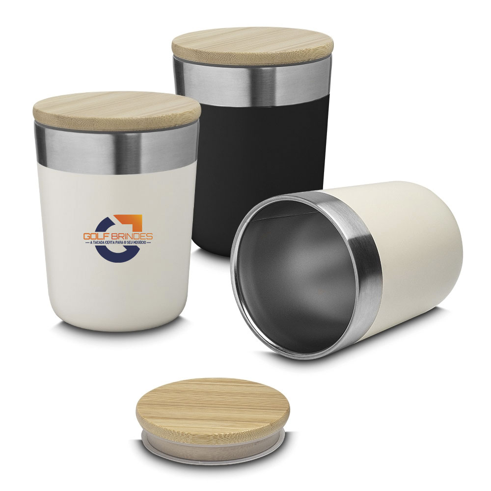 Copo Térmico com Tampa de Bambu